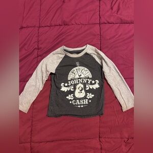 Johnny Cash Kids Long Sleeve Tee - Charcoal and Light Gray